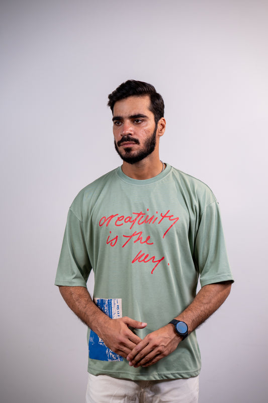 Creativity is the key Drop shoulder T-SHIRT